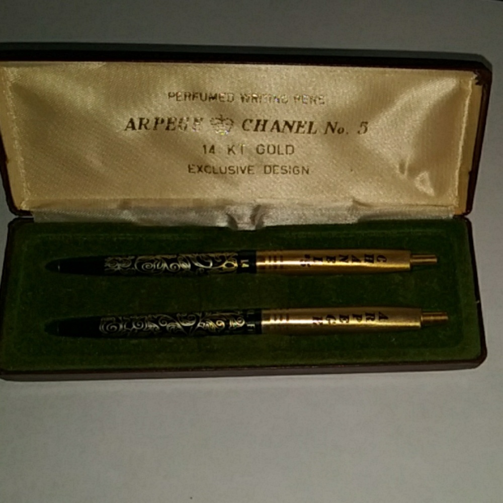 Vintage Arpege Chanel No.5 14kt gold perfumed pens